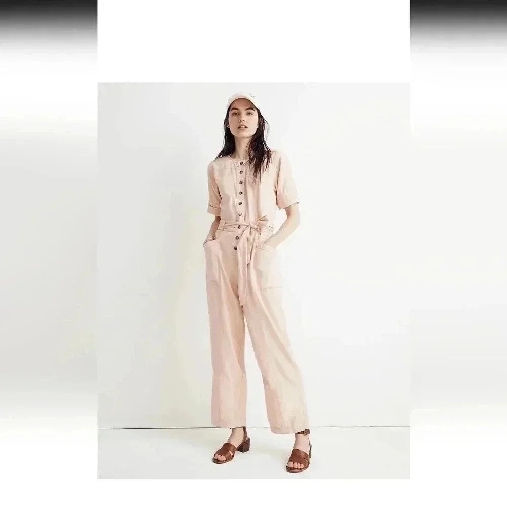 Madewell Top-Stitched Coverall cropped Jumpsuit